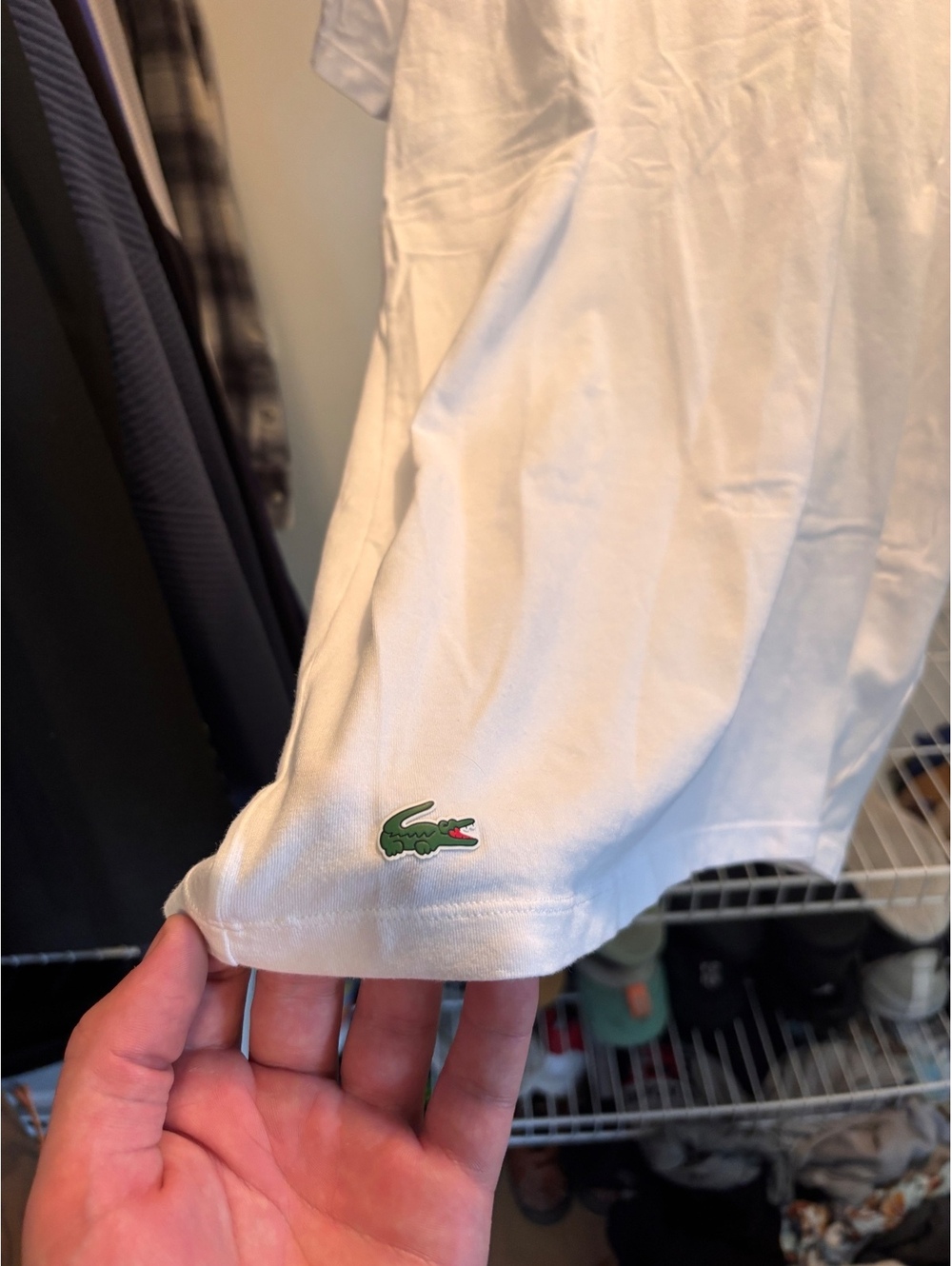Lacoste Classic White V-Neck T-Shirt with Crocodile Logo
